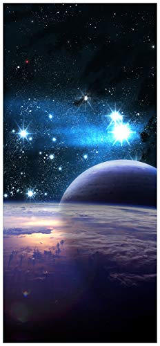 Wallario Selbstklebende Türtapete Planeten im Weltall - 93 x 205 cm in Premium-Qualität: Abwischbar, Brillante Farben, rückstandsfrei zu entfernen