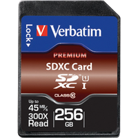 Verbatim Premium - Flash-Speicherkarte - 256GB - UHS Class 1 / Class10 - 300x - SDXC UHS-I (44026)