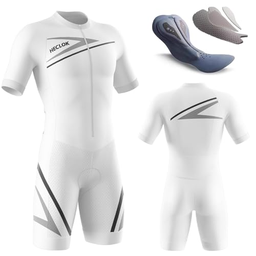 Herren Pro Fahrrad Skinsuit Kurzarm＋Wettkampfprofi Gepolstert,Trisuit Kurzarm Triathlonanzug für Ironman,Trisuit Einteiler–Triathlonanzug-3Taschen für Wettkampf Run,Cycle,Swim (TYP-2,S)