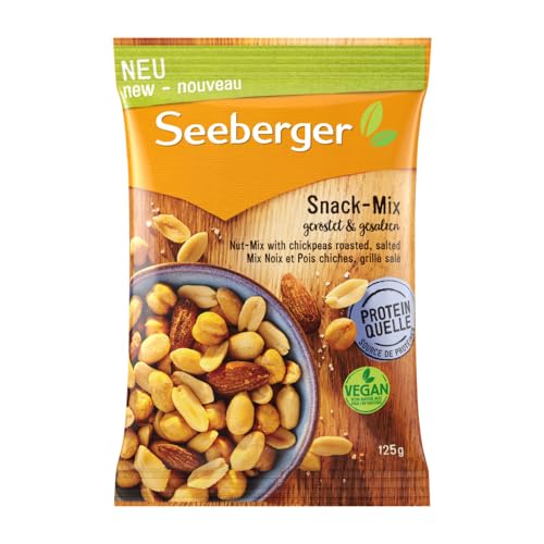 Seeberger Snack-Mix geröstet und gesalzen 13er Pack: Nuss-Mischung aus geröstet, gesalzenen Erdnüssen und aromatischen Rauchmandeln - mit knusprigen Kichererbsen - vegan (13 x 125 g)