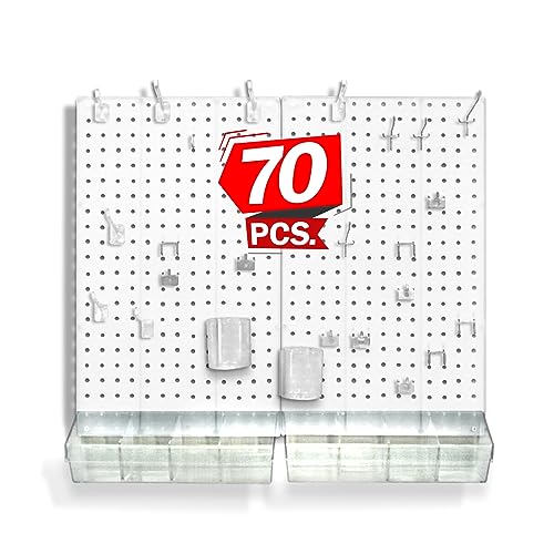 Azar Displays - 900945-WHT 70-teiliges Stecktafel-Organizer-Set (5,1-34,3 x 55,9 cm), weiße massive Stecktafel