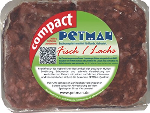 Petman compact Lachs, 12 x 500g-Beutel, Tiefkühlfutter, gesunde, natürliche Ernährung für Hunde, Hundefutter, BARF, B.A.R.F.