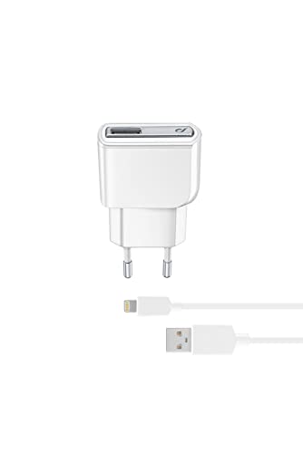Cellular Line ACHUSBMFIIPH5W Kfz-Ladegerät Set für Apple iPhone 5 inkl. USB Datenkabel weiß