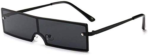 NIUASH Sonnenbrille polarisiert Vintage Small Box Rechteck Shades Steampunk Metallrahmen Männer Brillen Uv400 Frauen Sonnenbrillen-Schwarz