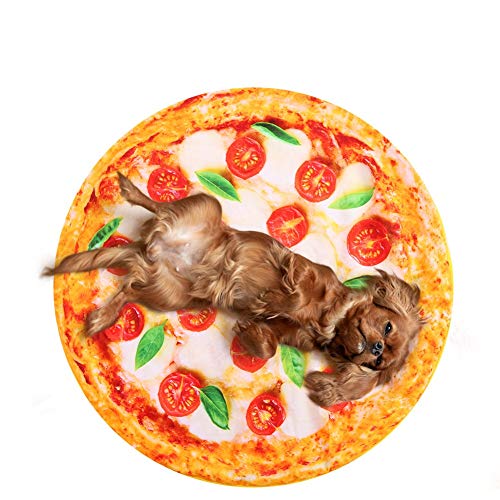 Haokaini Pizza-Fleecedecke, weich, waschbar, Simulation Pizza warm, hält Hund, Katze, Kreativität, Haustier, Schlafmatte, Pad für kleine Katzen, Hunde, Welpen, Kätzchen