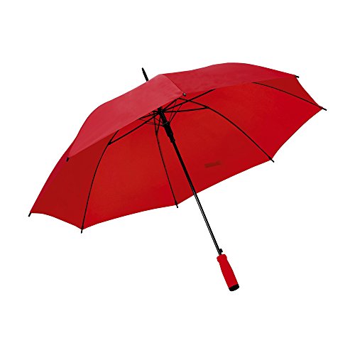 eBuyGB Large Golf Wedding Umbrella Colourful Automatic Brolly Sonnenschutz mit Regen-und Windbeständigkeit, Fiberglas-Rahmen, klassischer Schaumstoff-Griff, rot, 94 cm