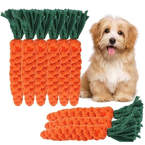 MINGKI 5 STÜCKE Handgemachte Baumwollseil Karottenform Spielzeug Für Hundewelpen Kauspielzeug Für Kleine Mittelgroße Hunde Haustierzahnreinigungsspielzeug