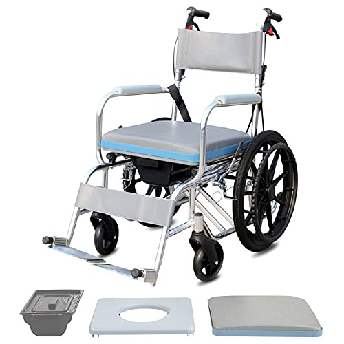 Faltbarer Rollstuhl, Toilettenbadebehandlung Pflegearbeit, Duschstuhl Transportrollstuhl für Behinderte und Erwachsene