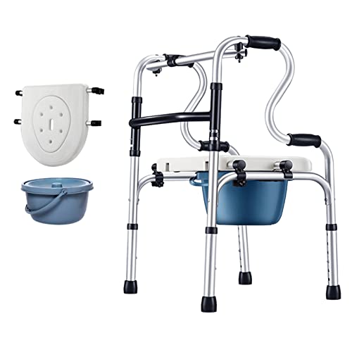 3-in-1-Walker mit verstellbarer Breite und Höhe, klappbarer Duschstuhl mit Armstütze, tragbare Toilette für ältere Menschen mit Behinderungen
