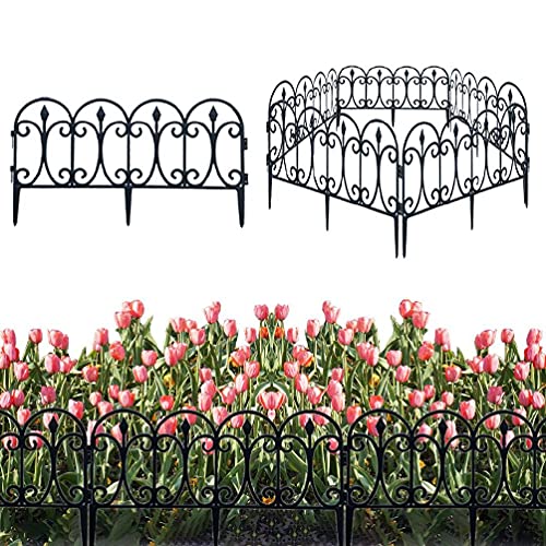 YUSHU 5 x dekorativer Gartenzaun für den Außenbereich, rostfrei, Draht-Umrandung, faltbar, Terrassenzaun, Blumenbeet, Absperrung, Gewebekante, Tierabsperrung