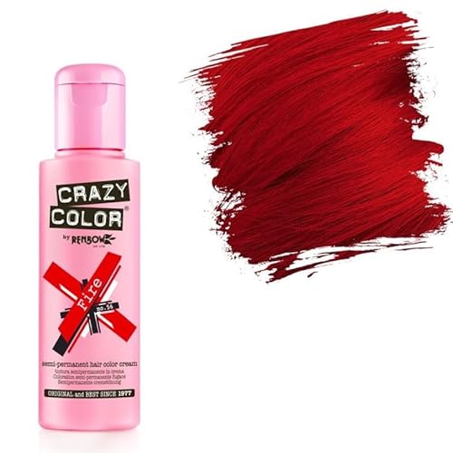 4 X Crazy Color Renbow Semi-Permanent Hair Colour Cream Dye 100ml Box of Four-Fire
