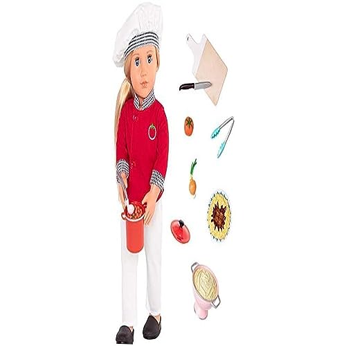 Our Generation - Puppe Chiara mit Kochmütze und Küchen-Accessoires, Blonde Haare, Blaue Schlafaugen, beweglich, 46cm - ab 3 Jahren - 45347