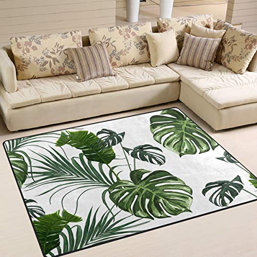 Use7 Teppich mit tropischem Monstera-Palmblättern, für Wohnzimmer, Schlafzimmer, 160 cm x 122 cm