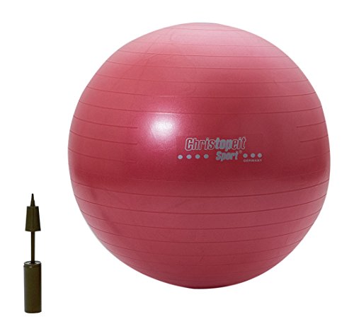 Christopeit Sport Gymnastikball rot - 65 cm Sitzball mit 2-Wege-Ballpumpe - Gym-Ball für Yoga, Fitness, Pilates, Büro