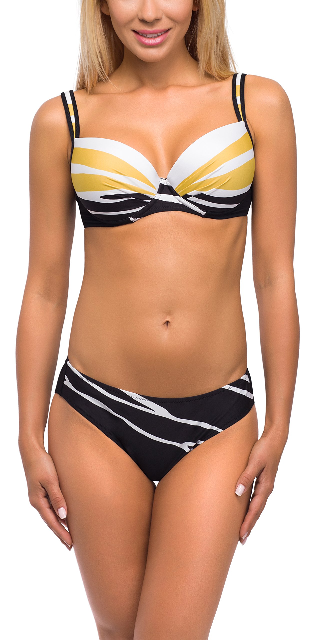 Feba Figurformender Damen Push Up Bikini D1N32L1V2RS4 (Schwarz/Weiß, Cup 75 G/Unterteil 38)