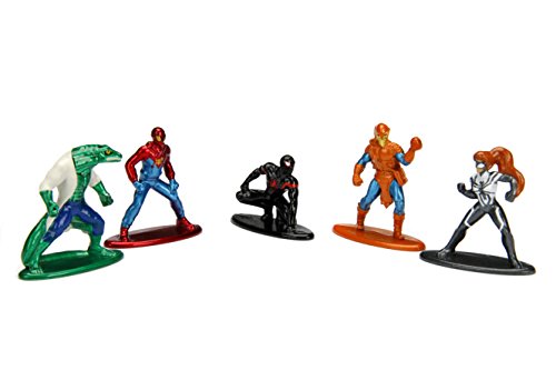 Marvel Spider-Man 5er Pack - Nano Metalfigs 4cm Sammelfigur 99252 detailgetreue Gestaltung, aus hochwertigem Diecast-Metall, kleine Figuren perfekt für jeden Sammler