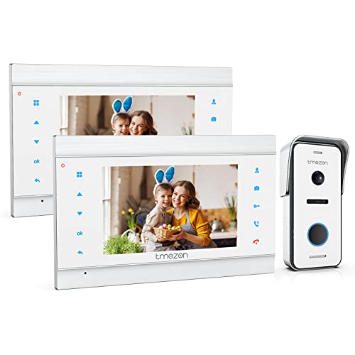 TMEZON Video Türsprechanlage Türklingel Intercom System, Türsprechanlage mit 1080P 7 Zoll 2-Monitor 1-Kamera Für 1-Familienhaus, Touch-Taste, Nachtsicht, Unterstützung automatisch Snapshot/Aufnahme