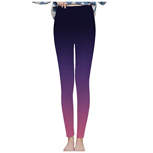 Funktionskleidung Herren Laufen Damen-Thermo-Leggings mit hoher Taille, Fleece gefüttert und Farbverlauf Skiunterwäsche Kinder (Purple, XXL)