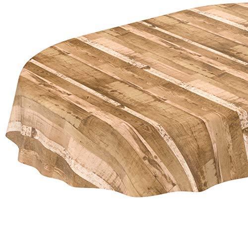 ANRO Tischdecke Wachstuch abwaschbar Wachstuchtischdecke Wachstischdecke Holz Diele Beige-Braun Oval 200x140cm