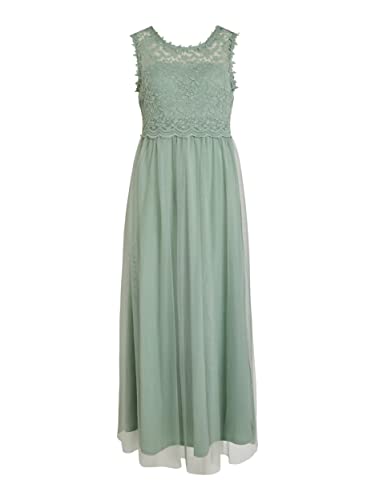 Vila Women's VILYNNEA Maxi Dress-NOOS Kleid, Green Milieu/Detail:Elastic, 40