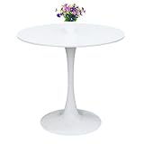 JHAISMAO Modern Rund Esstisch Mit MDF-Tischplatte Metallgestell Sockeltisch Tulip Tisch Mittleres Jahrhundert Küchentisch(Size:60x60x73cm,Color:Weiß)