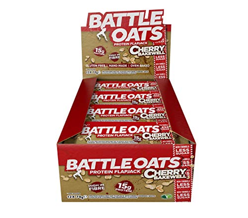 Battle Oats Glutenfreie Proteinriegel Cherry Bakewell, 12 x 70 g