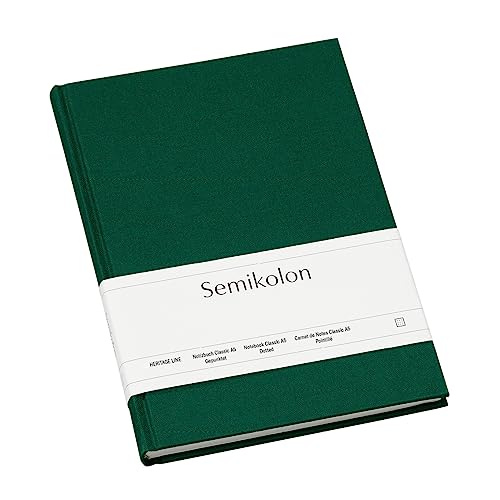 Semikolon 364093 - Notizbuch Classic A5 dotted - 176 Seiten, cremeweißes Papier – Lesezeichen – forest grün
