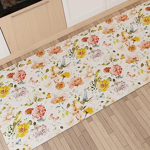PETTI Artigiani Italiani - Teppichläufer für Küche, rutschfest, waschbar 52 x 440 cm, Blumenmuster 06, 100 % Made in Italy