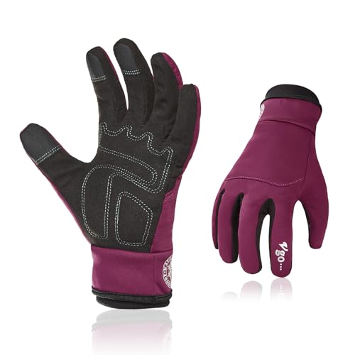 Vgo... 1 Paar Winter-Outdoor-Handschuhe für Damen, Skihandschuhe, Wanderhandschuhe, Fahrradhandschuhe, Moto-Handschuhe, Jagdhandschuhe SL9644FW (Burgunderrot, Größe L)
