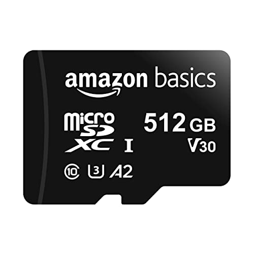 Amazon Basics – microSDXC-Speicherkarte, 512 GB, mit großem Adapter, 100 Mbit/s, U3
