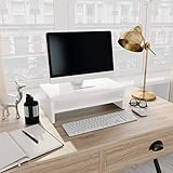 Atlojoys Monitorständer, Bildschirm-Ständer, Laptop-Druckerständer, für Laptop, Computer, Notebook, PC, Hochglanz-Weiß 42×24×13 cm Spanplatte