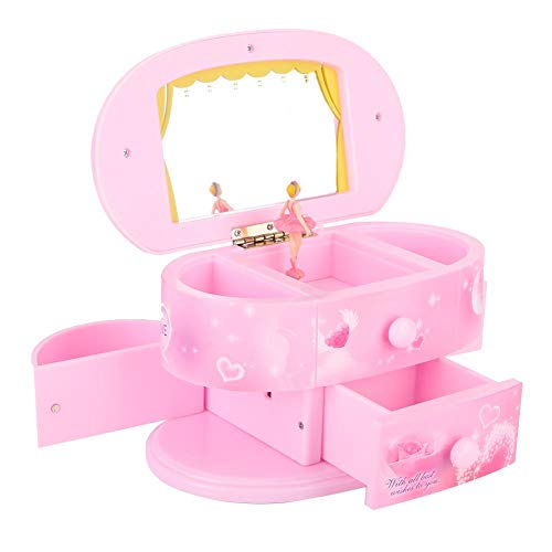 Herzform Ballerina Schmuckschatulle, Tanzschmuck Aufbewahrungsschachtel Ballerina Geschenke Klassische Spieluhr, für kleine Mädchen für Mädchen(Pink)