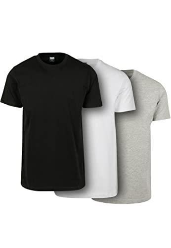 Urban Classics Herren Basic Tee 3-Pack T-Shirt, Mehrfarbig (Black/White/Grey 01563), Medium (Herstellergröße: M) (3er Pack)