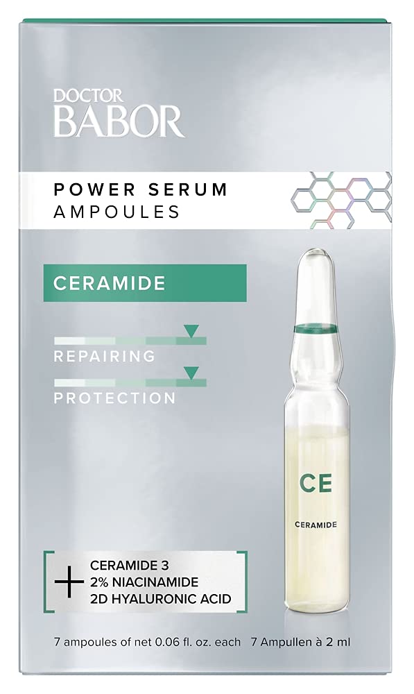 DOCTOR BABOR Power Serum Ceramide, Ampullen fürs Gesicht, Hyaluronsäure + Ceramide für eine intakte Hautschutzbarriere, Vegane Formel, 7 x 2 ml