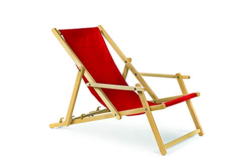 Holz-Liegestuhl mit Armlehne klappbar Farbe rot Gartenliege Strandliege Klappliegestuhl Sonnenliege