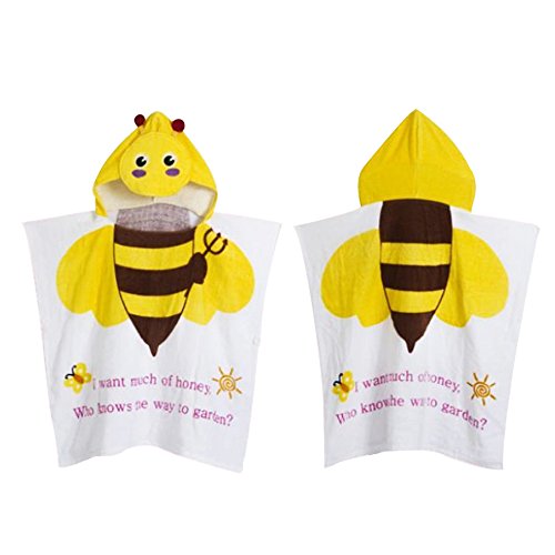 OAMORE Kinder Strandponcho Baby Kleinkinder Kids Badetuch mit Kapuze Duschtuch Kapuzenhandtuch mit Tiermotiv (Bee)