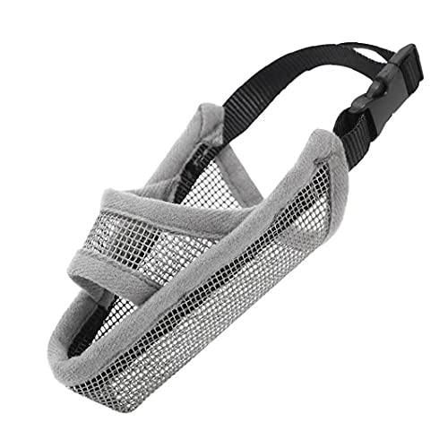 Mesh Breathable Quick Fit Dog Muzzle Anti Bark Bite Chew Grey Training to Prevent Biting Screaming Eating Muzzle Adjustable Breathable Mesh Muzzle/Dog Mask/Mouth Cover M