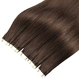 Klebeband in menschlicher Haarverlängerung, Remy Brown Straight Haar Nahtlose Haut Schuss Unsichtbare doppelseitige Band Haarverlängerung 4# Für Frauen,5 packages,18''/45cm