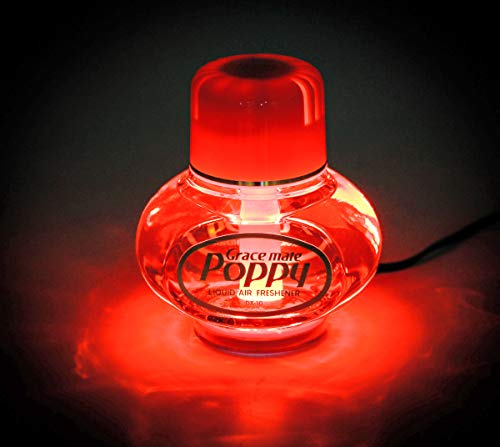 Lufterfrischer Original Grace Mate Poppy mit roter LED Beleuchtung, Duft Inhalt 150 ml, 24 Volt Anschluss für LKW (Duft Zitrus)