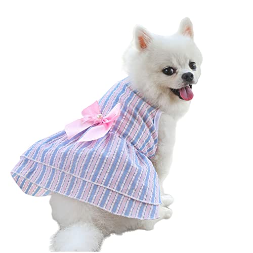 TOBILE Hundekleidung Hund Prinzessin Kleidung Welpen Bettlaken Knoten Kleid Haustier Kleider Gestreifte Welpen Für Kleine Mittlere Katze - 7,m