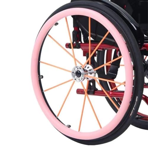 Rollstuhl-Greifreifenabdeckungen, rutschfeste Silikon-Rollstuhl-Greifreifenabdeckung, Hinterrad-Ringschutzabdeckung for verbesserten Halt und Traktion, Rollstuhlzubehör (Color : Pink, Size : 24in)
