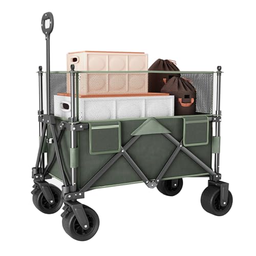 NRNQMTFZ Gartenwagen,Faltbarer Geländetauglich, Klappbarer Handwagen Strand Camping Einkaufen,für Camping Garten Einkauf,200kg Belastbarkeit(Style A)