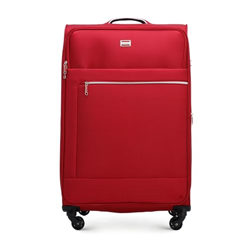 WITTCHEN MIRA Line Großer Koffer Gepäck Weichgepäck Koffer aus Polyester Tragegriff Teleskopgriff Vier Lenkrollen TSA Kombinationschloss Größe L Rot