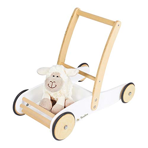 Pinolino Lauflernwagen Uli, aus Holz, mit Bremssystem, Lauflernhilfe mit gummierten Holzrädern, für Kinder von 1 - 6 Jahren, weiß