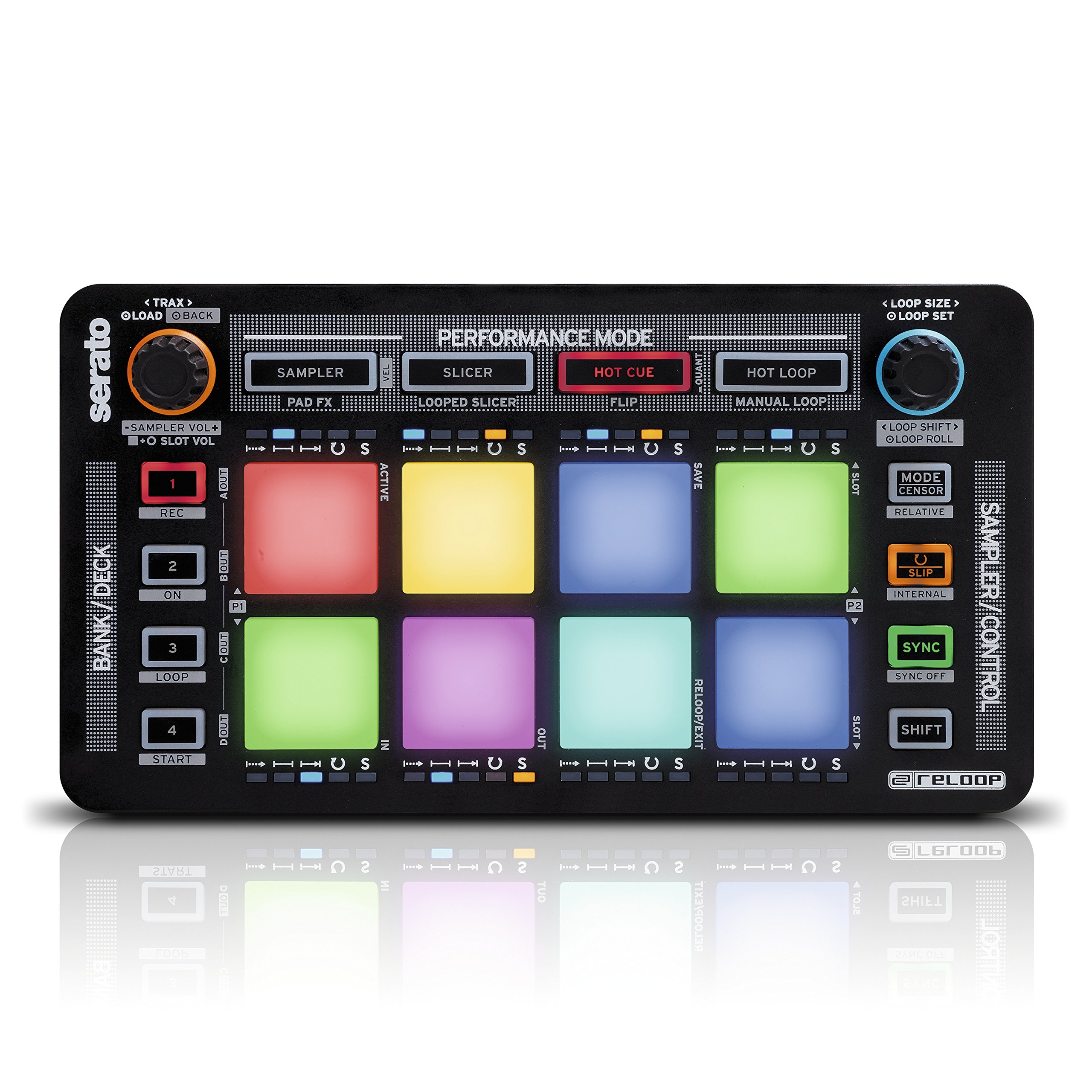Reloop Neon – Add-On USB DJ Controller mit anschlagdynamischen RGB-Performance-Drumpads, Plug and Play mit Serato DJ Pro, (schwarz)
