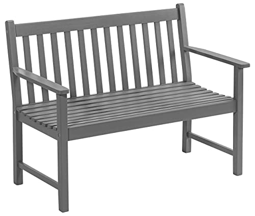 Dehner Gartenbank Mykonos, 2-Sitzer, ca. 120 x 89 x 61 cm, FSC® Akazienholz, hellgrau