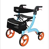 Rollator Faltbar Rollator Leichter Wanderer mit Sitz und Rädern Medizinische Wanderhilfen älterer älterer Wanderrahmen (Color : Blue)