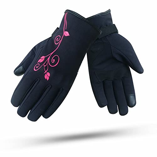DEGEND LADY1 Rosa | Winter Motorradhandschuhe Damen - Atmungsaktive Motorrad Handschuhe Frau mit Futter - Motorrad Zubehör - Handschuhe Schwarz/Rosa