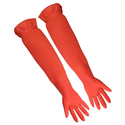 POPETPOP Aquarium-Handschuhe für Aquarien, wasserfest, freie Größe, Lange Gummi-Handschuhe, halten Ihre Hände und Arme trocken und verhindert Verschmutzungsallergien