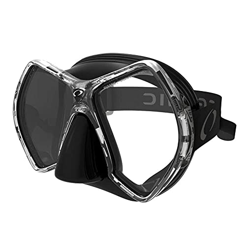 Oceanic Cyanea Tauchmaske - 2Glas Maske mit großem Sichtfeld, Farbe:schwarz/Silber